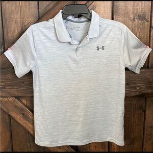 Under Armour Youth HeatGear Polo Shirt Gray YXL Loose Fit Golf Athletic